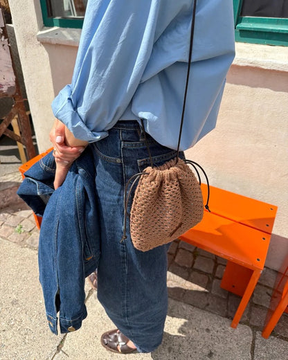 Juno Satchel | fine lace pattern made from Crealino by Lang Yarns