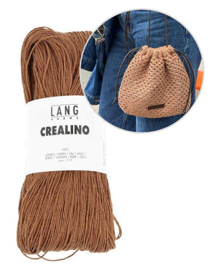 Juno Satchel | fine lace pattern made from Crealino by Lang Yarns