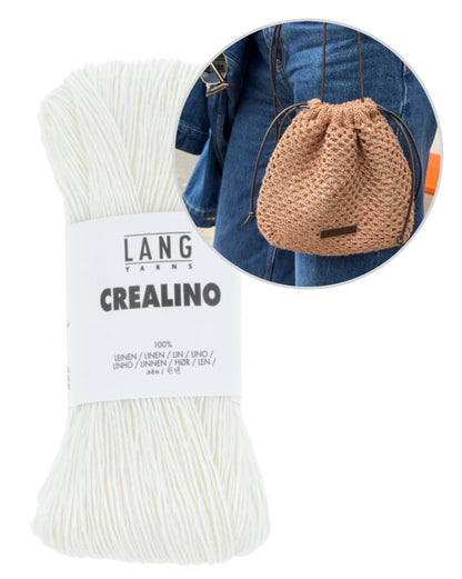 Juno Satchel | fine lace pattern made from Crealino by Lang Yarns