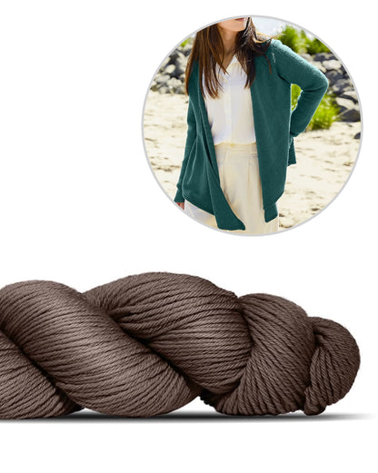 Kanshoku Cardigan | lässig offen getragen aus Cheeky Merino Joy von Rosy Green Wool