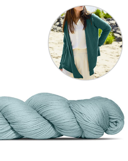 Kanshoku Cardigan | lässig offen getragen aus Cheeky Merino Joy von Rosy Green Wool
