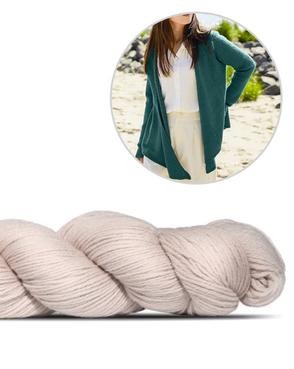 Kanshoku Cardigan | lässig offen getragen aus Cheeky Merino Joy von Rosy Green Wool