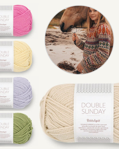 Kathmandu laste pullover | Sandnes Garni Double Sunday lõngast – kudumiskomplekt PDF-juhendiga