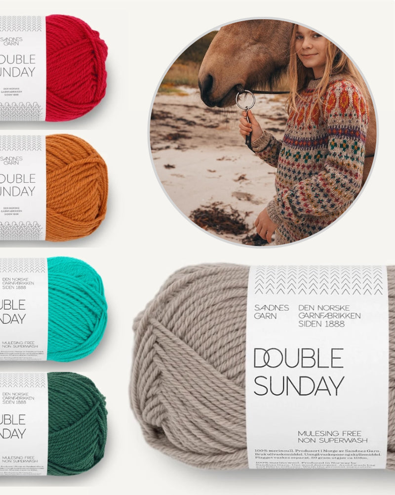 Kathmandu laste pullover | Sandnes Garni Double Sunday lõngast – kudumiskomplekt PDF-juhendiga