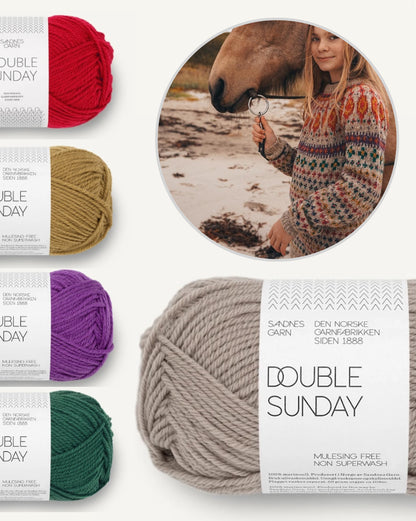 Kathmandu laste pullover | Sandnes Garni Double Sunday lõngast – kudumiskomplekt PDF-juhendiga