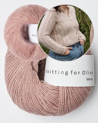 Cathy Cardigan | Charming lace pattern made from Merino and Soft Silk Mohair by Knitting for Olive
