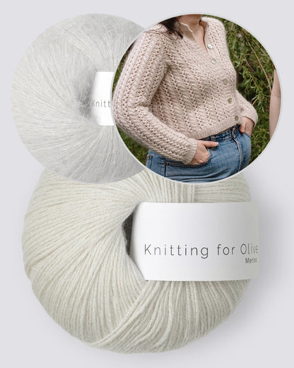Cathy Cardigan | Charming lace pattern made from Merino and Soft Silk Mohair by Knitting for Olive