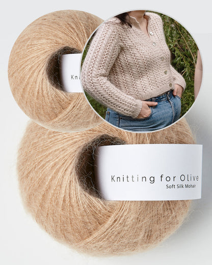 Cathy Cardigan | Charming lace pattern made from Merino and Soft Silk Mohair by Knitting for Olive