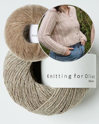 Cathy Cardigan | Charming lace pattern made from Merino and Soft Silk Mohair by Knitting for Olive