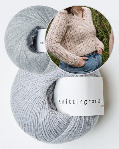 Cathy Cardigan | Charming lace pattern made from Merino and Soft Silk Mohair by Knitting for Olive