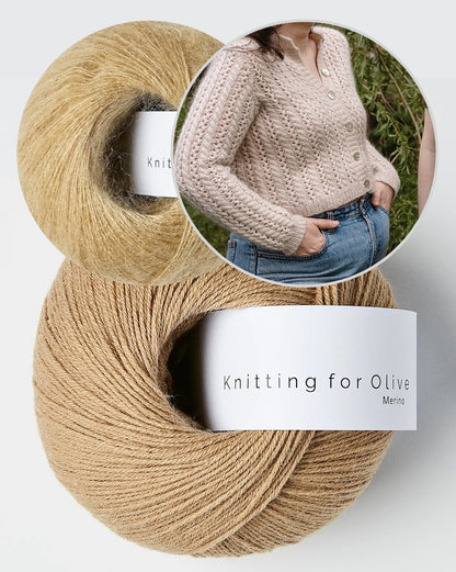 Cathy Cardigan | Charming lace pattern made from Merino and Soft Silk Mohair by Knitting for Olive