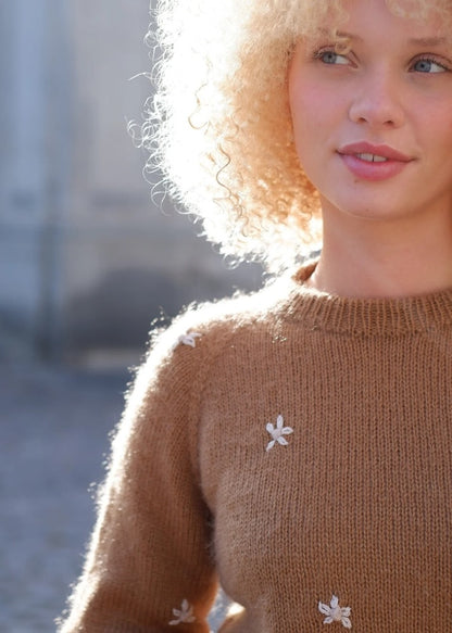 Daisy Sweater | Sweet blossoms made from merino, soft silk mohair, and pure silk by Knitting for Olive