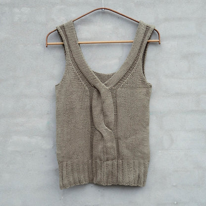 Twisted V-Top | delicate cable with Pure Silk by Knitting for Olive