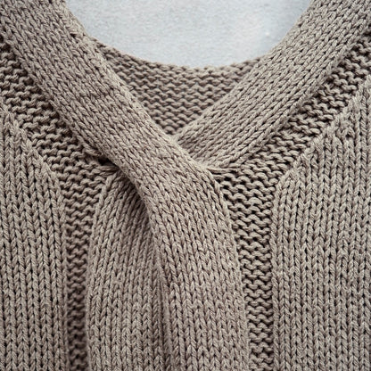 Twisted V-Top | delicate cable with Pure Silk by Knitting for Olive