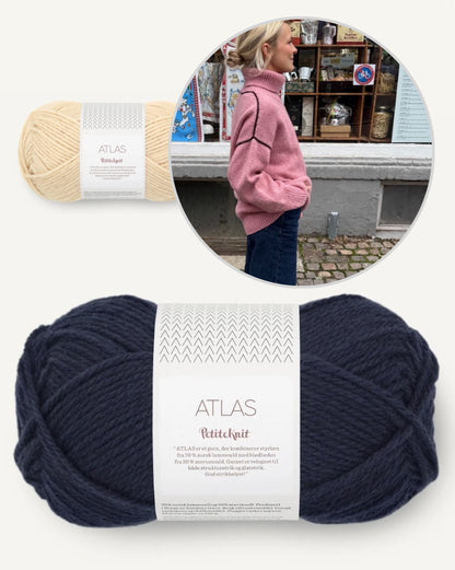 Pull Linea | col roulé chaud et fines lignes contrastantes en satin de Sandnes Garn