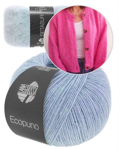 Maja Cardigan | classic cozy with Ecopuno and Setasuri by Lana Grossa