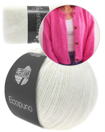 Maja Cardigan | classic cozy with Ecopuno and Setasuri by Lana Grossa