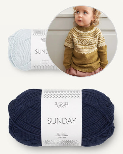 Marius Sweater Baby - zweifarbig | zartes Muster aus Sunday von Sandnes Garn