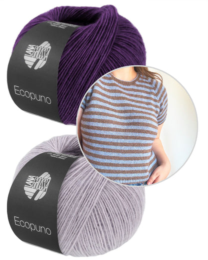 Mollie Tee | stunningly beautiful stripes made from Ecopuno by Lana Grossa