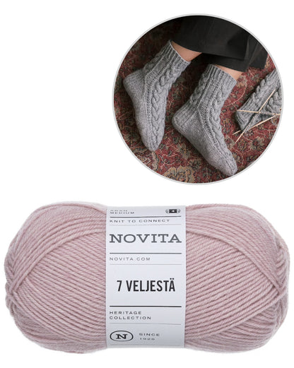 Moorland Socks | warm cable pattern from 7 Brothers by Novita with free instructions