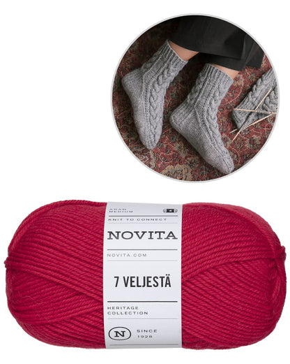 Moorland Socks | warm cable pattern from 7 Brothers by Novita with free instructions