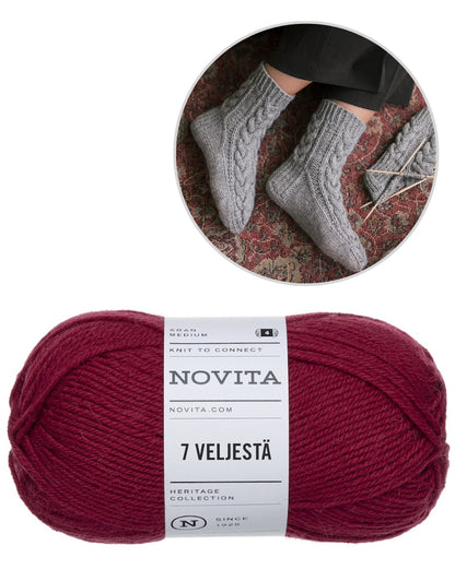 Moorland Socks | warm cable pattern from 7 Brothers by Novita with free instructions