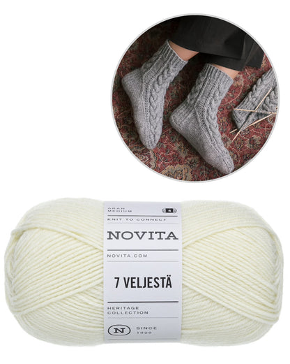 Moorland Socks | warm cable pattern from 7 Brothers by Novita with free instructions