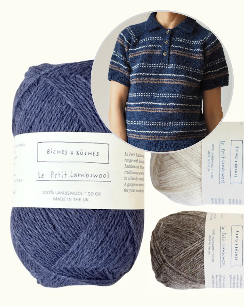 Morse Polo | delicate textured stripes made from Le Petit Lambswool by Biches & Bûches