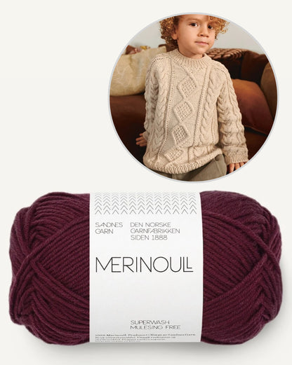 Nilo Sweater Kids - Laine mérinos | doux motif torsadé en laine mérinos de Sandnes Garn