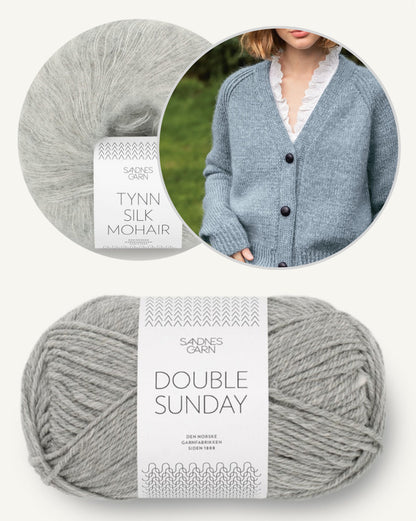 Noomi Jacke Double Sunday | klassischer Cardigan aus Double Sunday und Tynn Silk Mohair von Sandnes Garn