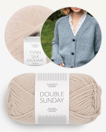 Noomi Jacke Double Sunday | klassischer Cardigan aus Double Sunday und Tynn Silk Mohair von Sandnes Garn