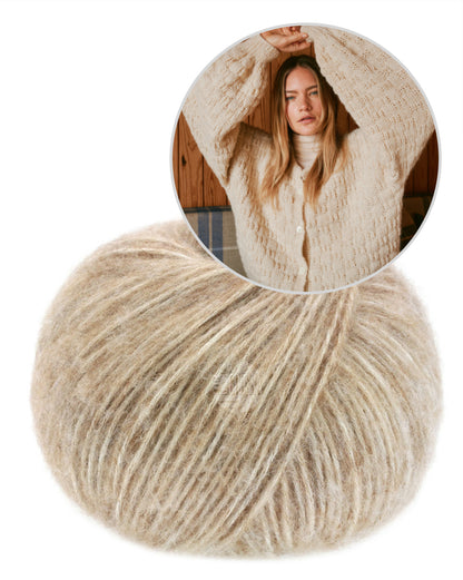 Nordic Bubble Cardigan | fluffy light made from Natural Alpaca Pelo by Lana Grossa