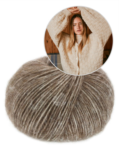 Nordic Bubble Cardigan | fluffy light made from Natural Alpaca Pelo by Lana Grossa