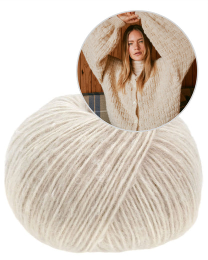 Nordic Bubble Cardigan | fluffy light made from Natural Alpaca Pelo by Lana Grossa