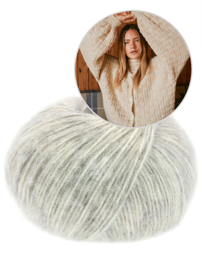 Nordic Bubble Cardigan | fluffy light made from Natural Alpaca Pelo by Lana Grossa