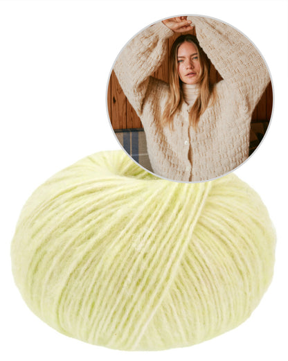 Nordic Bubble Cardigan | fluffy light made from Natural Alpaca Pelo by Lana Grossa