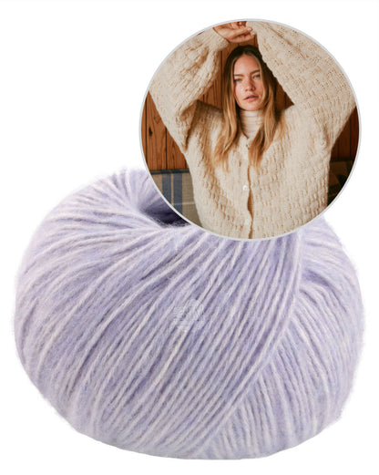 Nordic Bubble Cardigan | fluffy light made from Natural Alpaca Pelo by Lana Grossa