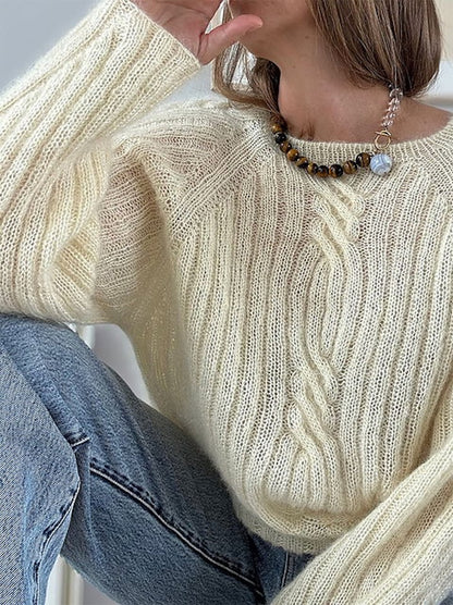 Twist Light Loop Sweater | delicate cables made from Soft Silk Mohair by Knitting for Olive
