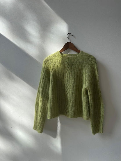 Twist Light Loop Sweater | delicate cables made from Soft Silk Mohair by Knitting for Olive
