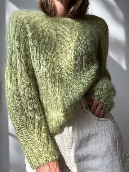 Twist Light Loop Sweater | delicate cables made from Soft Silk Mohair by Knitting for Olive