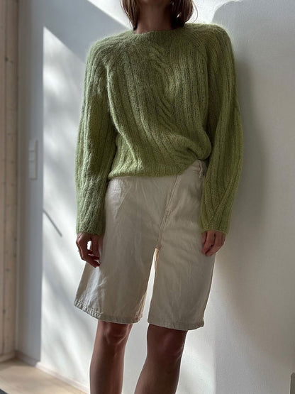 Twist Light Loop Sweater | delicate cables made from Soft Silk Mohair by Knitting for Olive