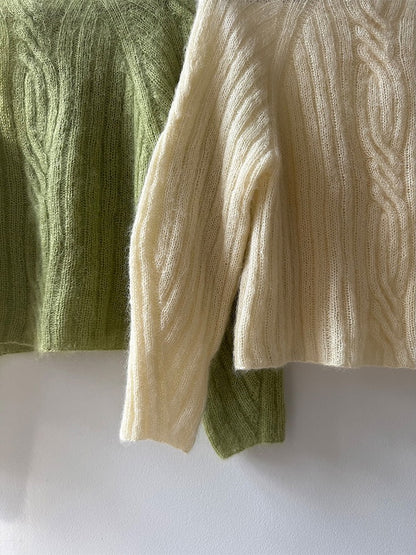 Twist Light Loop Sweater | delicate cables made from Soft Silk Mohair by Knitting for Olive