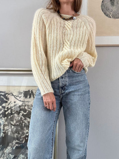 Twist Light Loop Sweater | delicate cables made from Soft Silk Mohair by Knitting for Olive