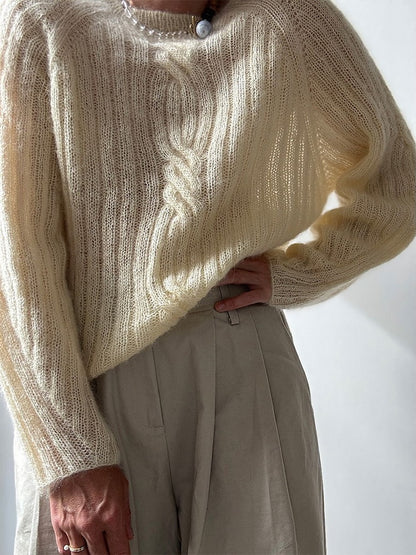 Twist Light Loop Sweater | delicate cables made from Soft Silk Mohair by Knitting for Olive