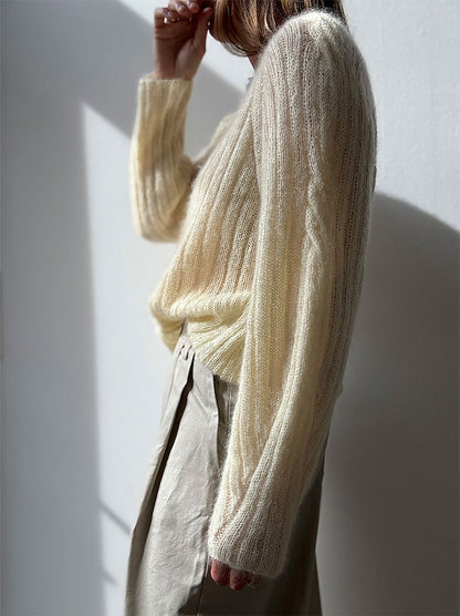 Twist Light Loop Sweater | delicate cables made from Soft Silk Mohair by Knitting for Olive
