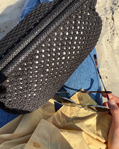 Juno Clutch - Linen | made from Crealino by Lang Yarns