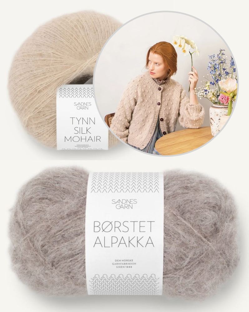 Popcornjacka | Prickig struktur i borstad alpacka och Tynn Silk Mohair från Sandnes Garn