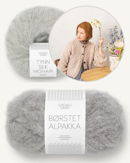 Popcornjacka | Prickig struktur i borstad alpacka och Tynn Silk Mohair från Sandnes Garn