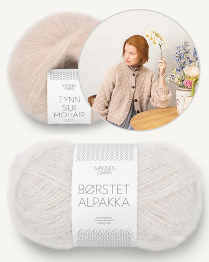 Popcornjacka | Prickig struktur i borstad alpacka och Tynn Silk Mohair från Sandnes Garn