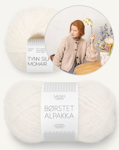 Popcornjacka | Prickig struktur i borstad alpacka och Tynn Silk Mohair från Sandnes Garn